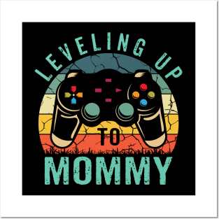 Gender Reveal Announcement Gamer Leveling Up To Mommy Funny Posters and Art